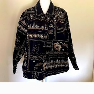 Vintage Laura Ashley BlackbEmbroidered Jacket sz PM